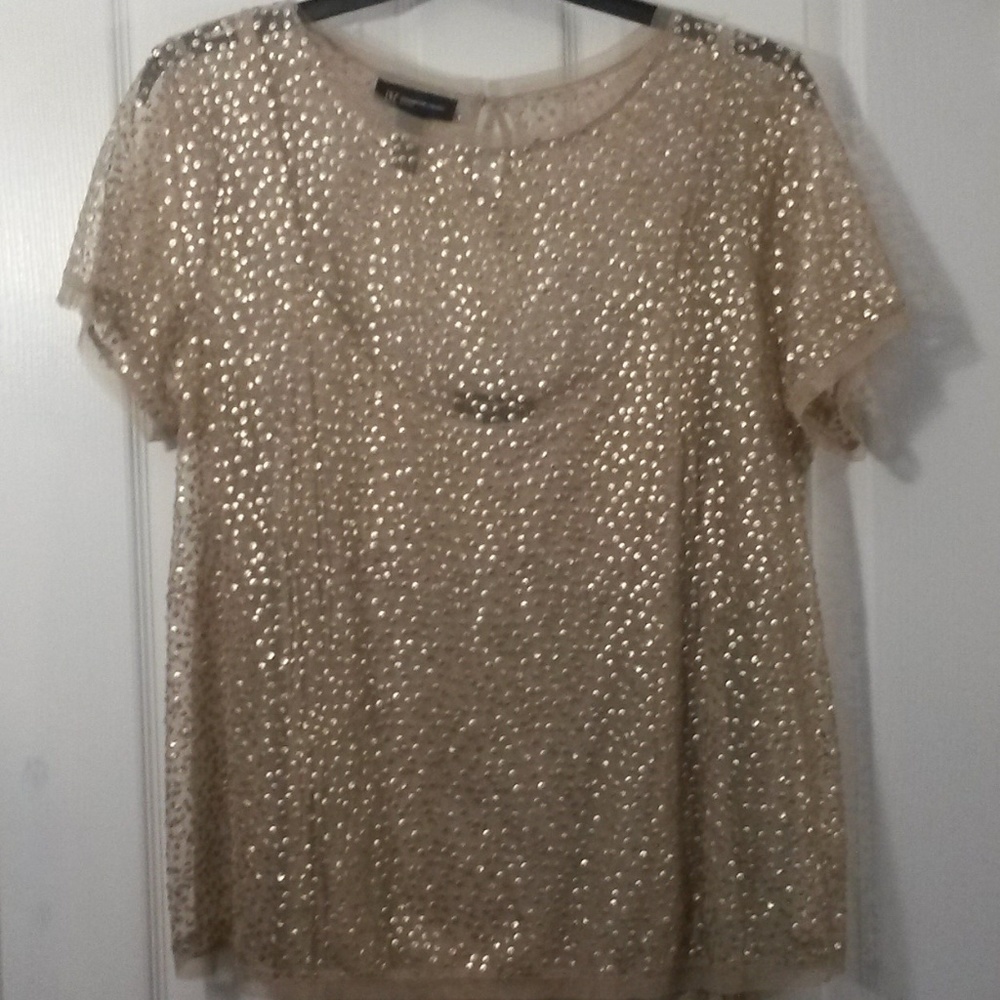 INC Woman Gold Sequin top Size 2X